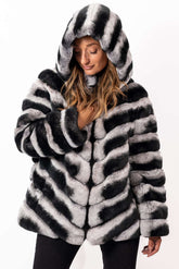 Women's chinchilla coat Lorraine with Hood